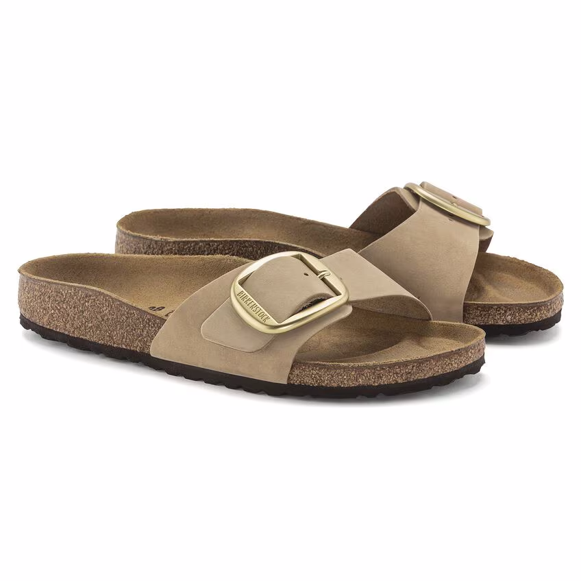 Madrid Big Buckle Natural Leather Nubuck Narrow - Sandcastle