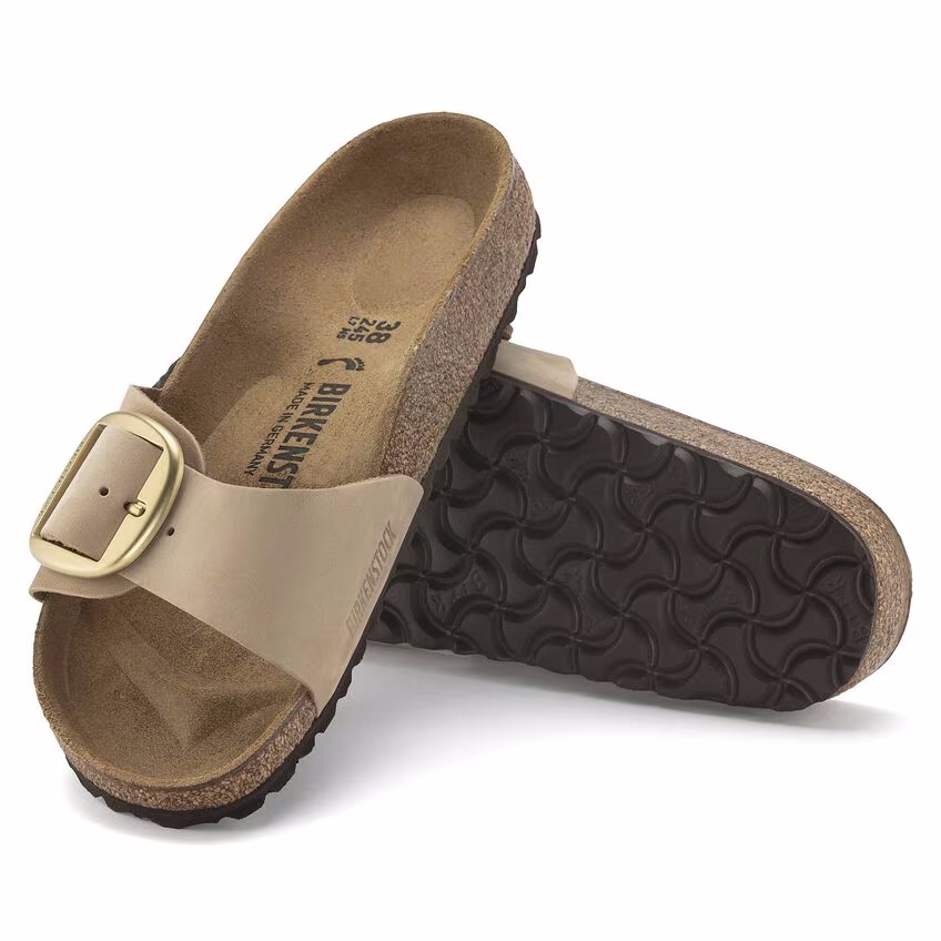 Madrid Big Buckle Natural Leather Nubuck Narrow - Sandcastle