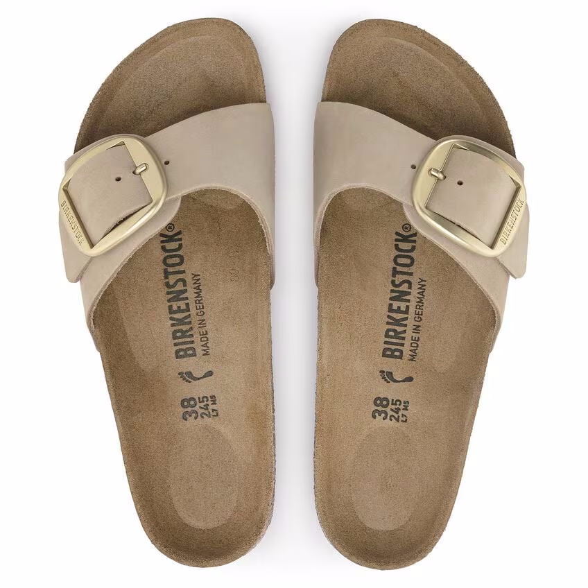 Madrid Big Buckle Natural Leather Nubuck Narrow - Sandcastle