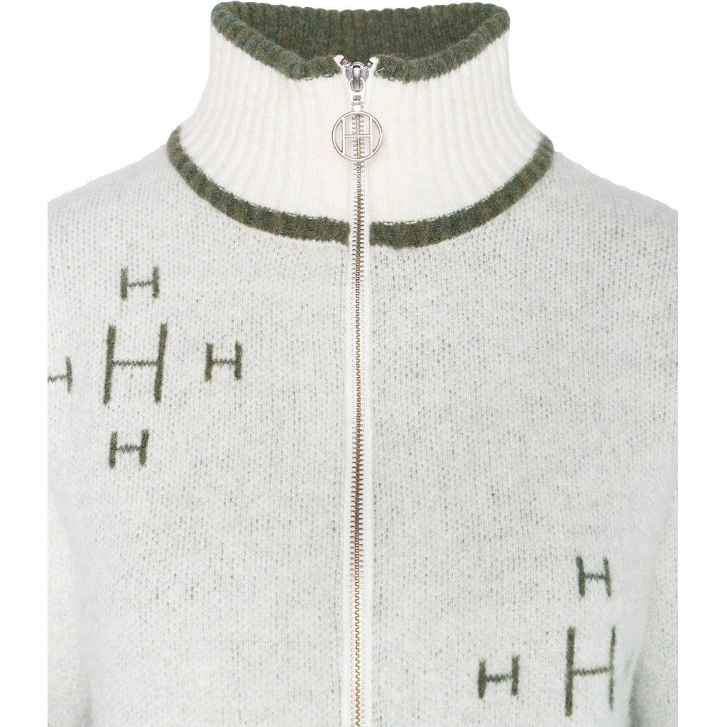 Iben Zip Jacket - White Alyssum/Green
