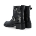 Biaharper Mid Calf Biker Boot Pull Up Leather - Svart