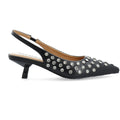 Biakristin Kitten Heel Slingback Rhinestone - Svart