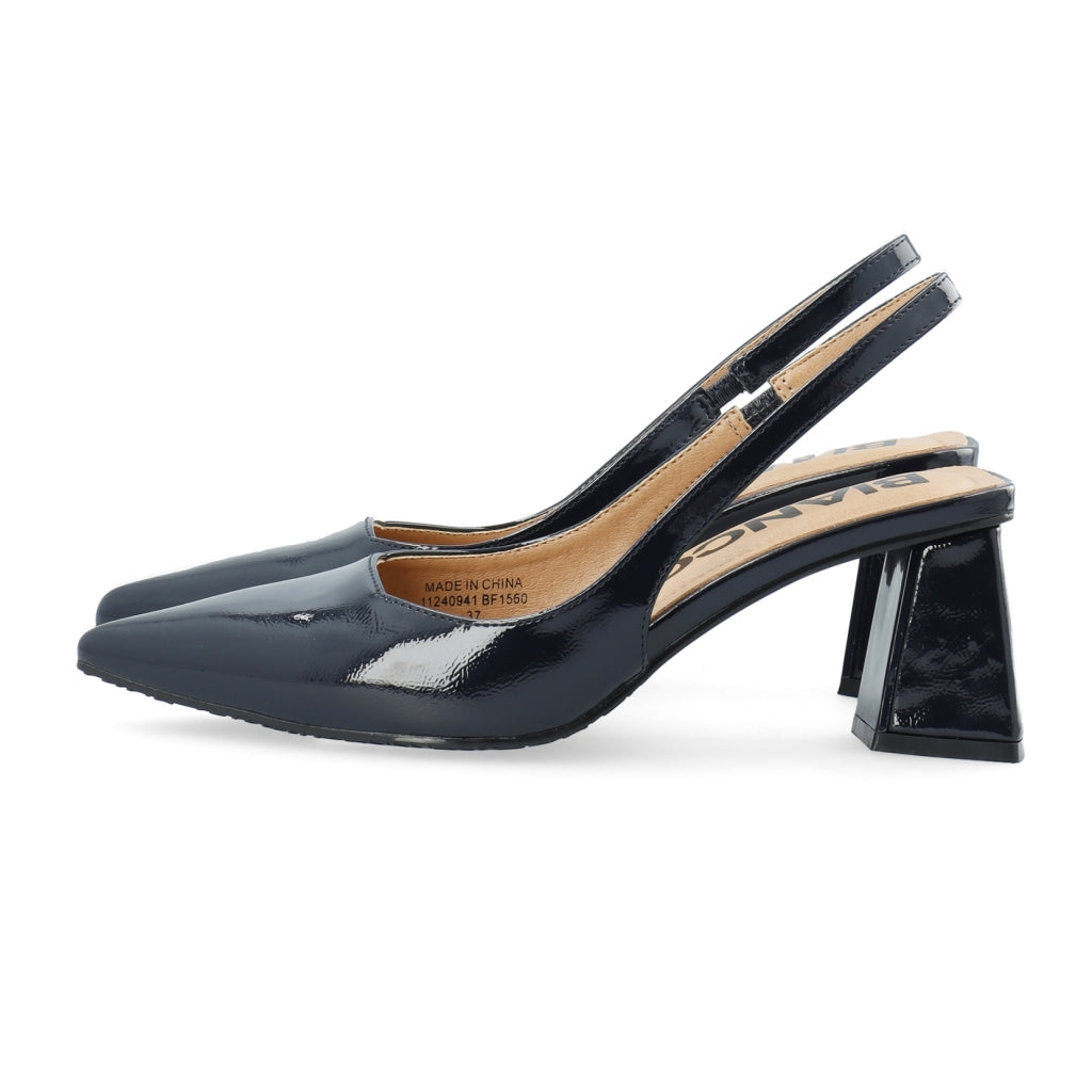 Biamaralyn Slingback Patent - Marinblå