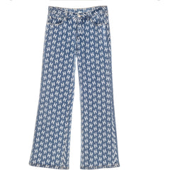Megan Wide Leg Printed Jeans - Blue