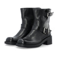 Biaharper Mid Calf Biker Boot Pull Up Leather - Svart
