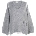 Sofie V-Neck Sweater - Grey Melange
