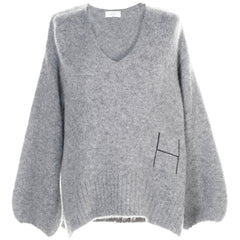 Sofie V-Neck Sweater - Grey Melange