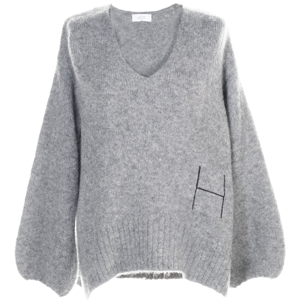 Sofie V-Neck Sweater - Grey Melange