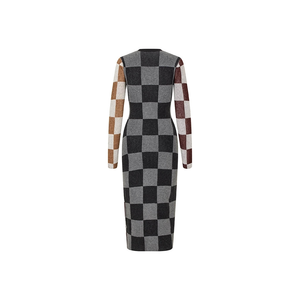 Midi Fitted Dress - Chocolate Combo