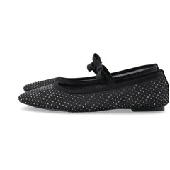 Rhinestone Bow Ballerina - Black