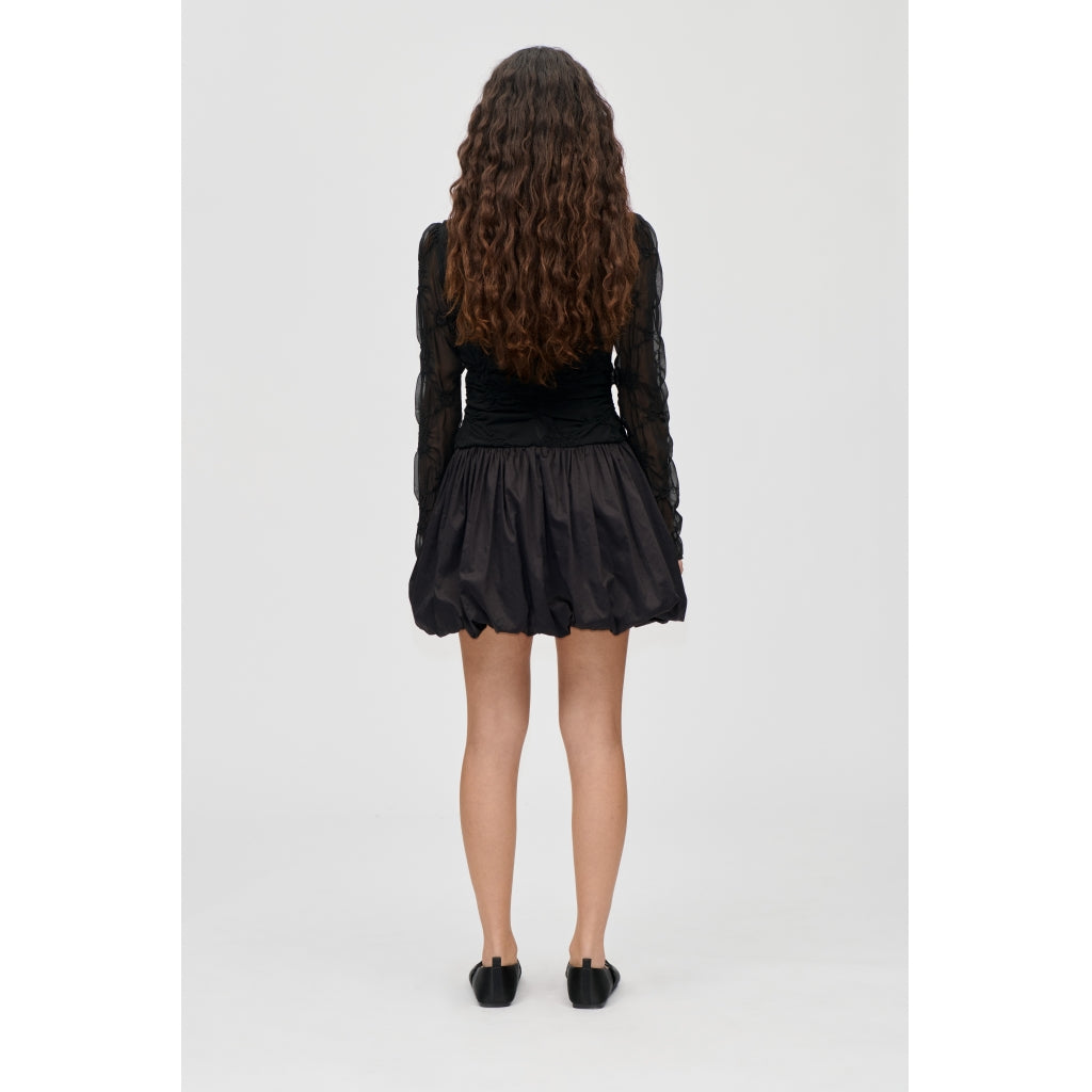 Balloon Long Sleeve Short Dress - Smocked Flowers