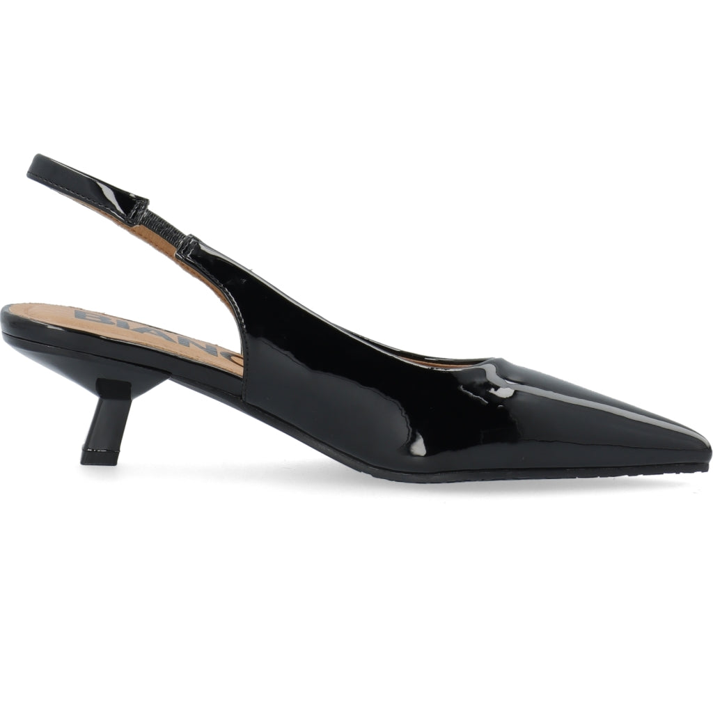 Biakristin Kitten Heel Slingback Patent - Svart