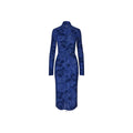 Gathered Long Sleeve Midi Dress - Fine Line Poppies