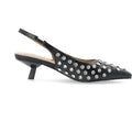 Biakristin Kitten Heel Slingback Rhinestone - Svart