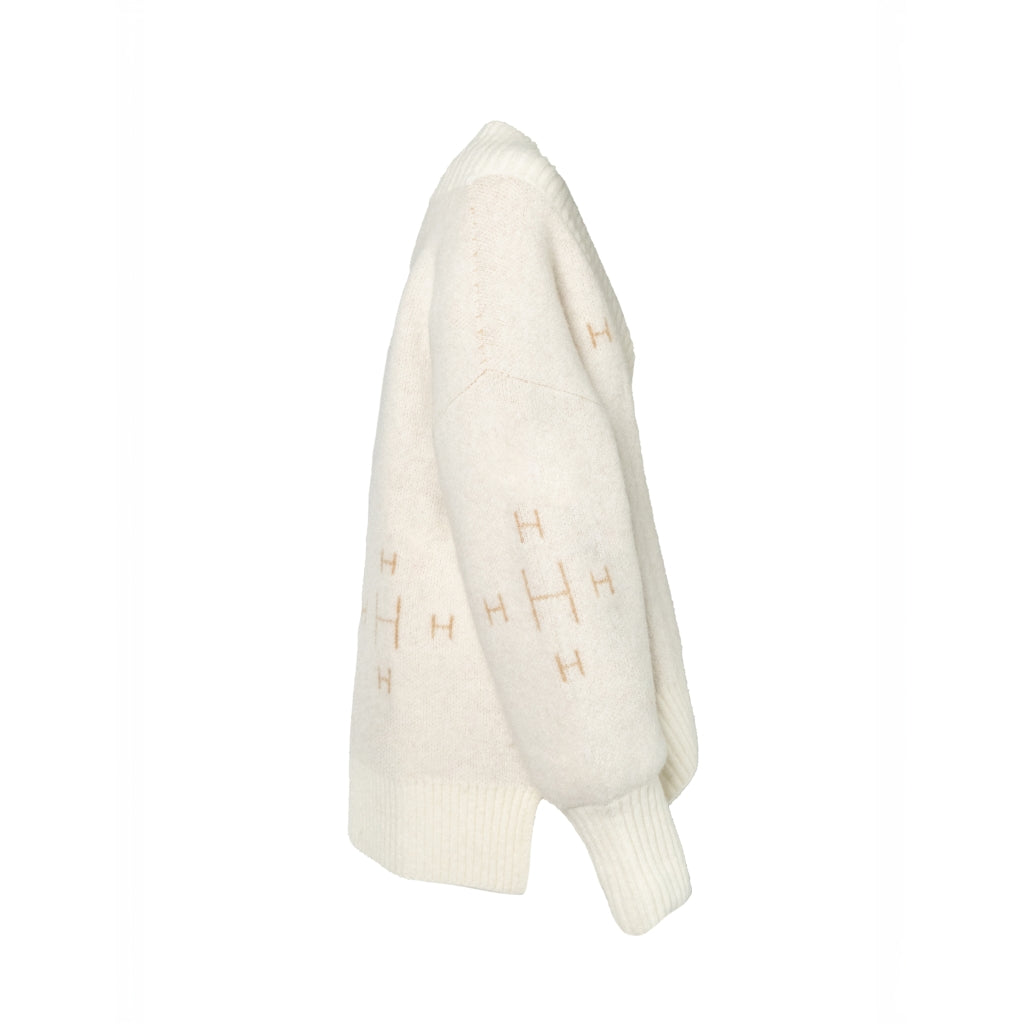 Fam V-Neck Sweater - White Alyssum