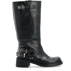 Biaharper Biker Boot Pull Up Leather - Jet Black