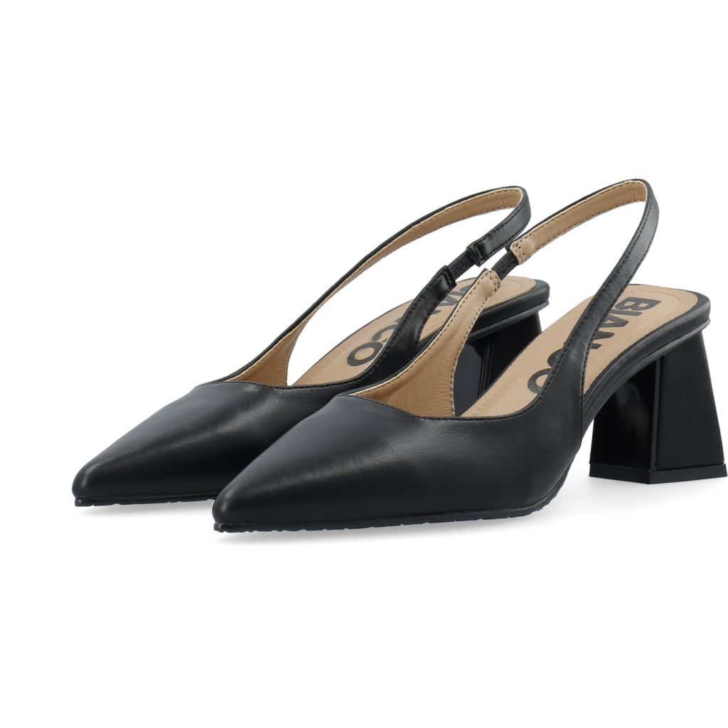 Biamaralyn Slingback Smooth Faux Leather - Black