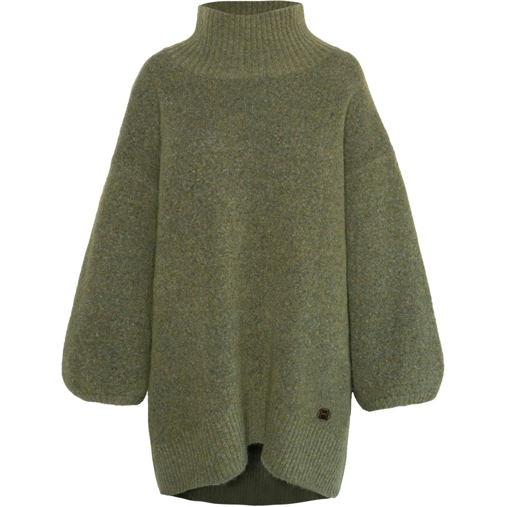 Fam Patch Long Sweater - Winter Moss