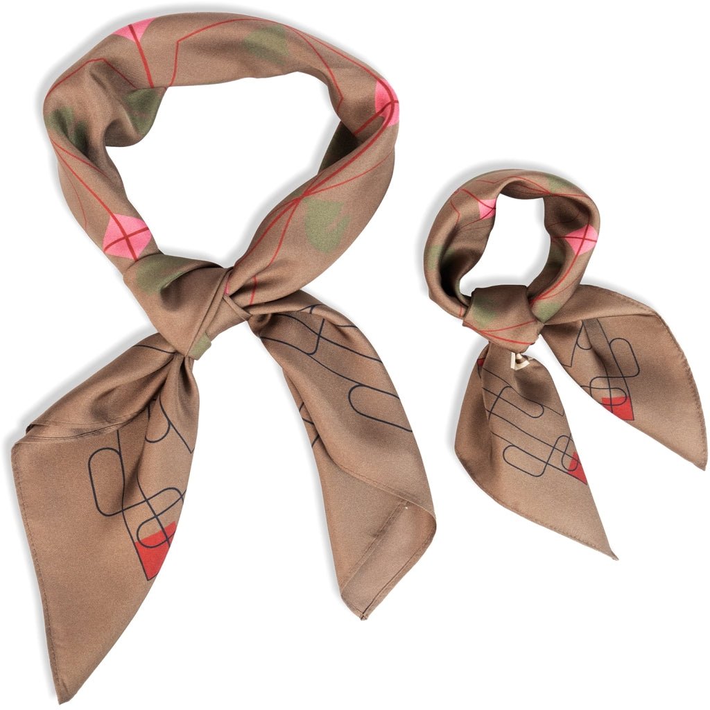 Eliza Silk Scarf Small - Dark Earth