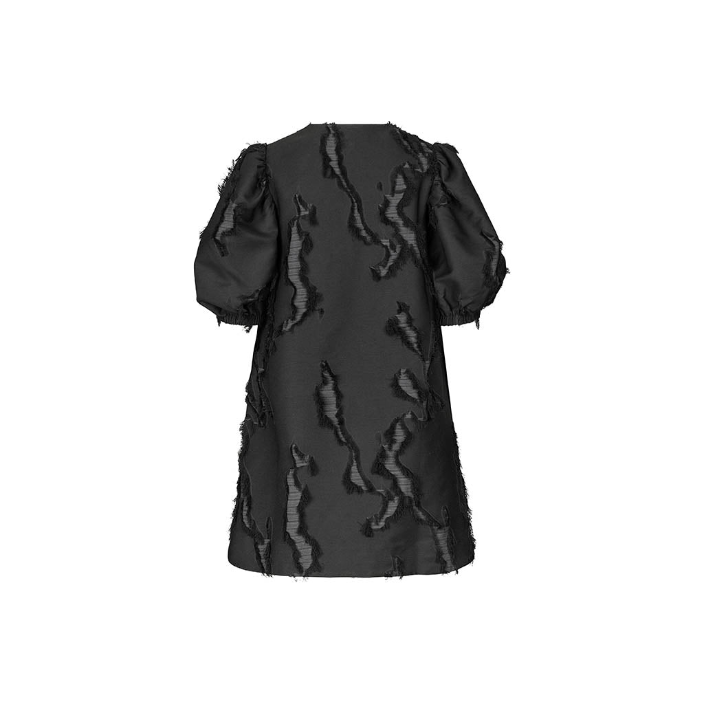 Puffy Sleeves Mini Dress - Jet Black