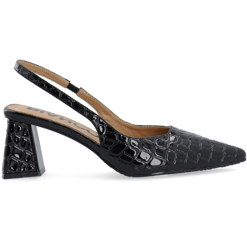 Biamaralyn Slingback Croco Patent - Black Croco Patent