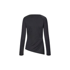 Long Sleeve Top With Fixed Buckle - Jet Black