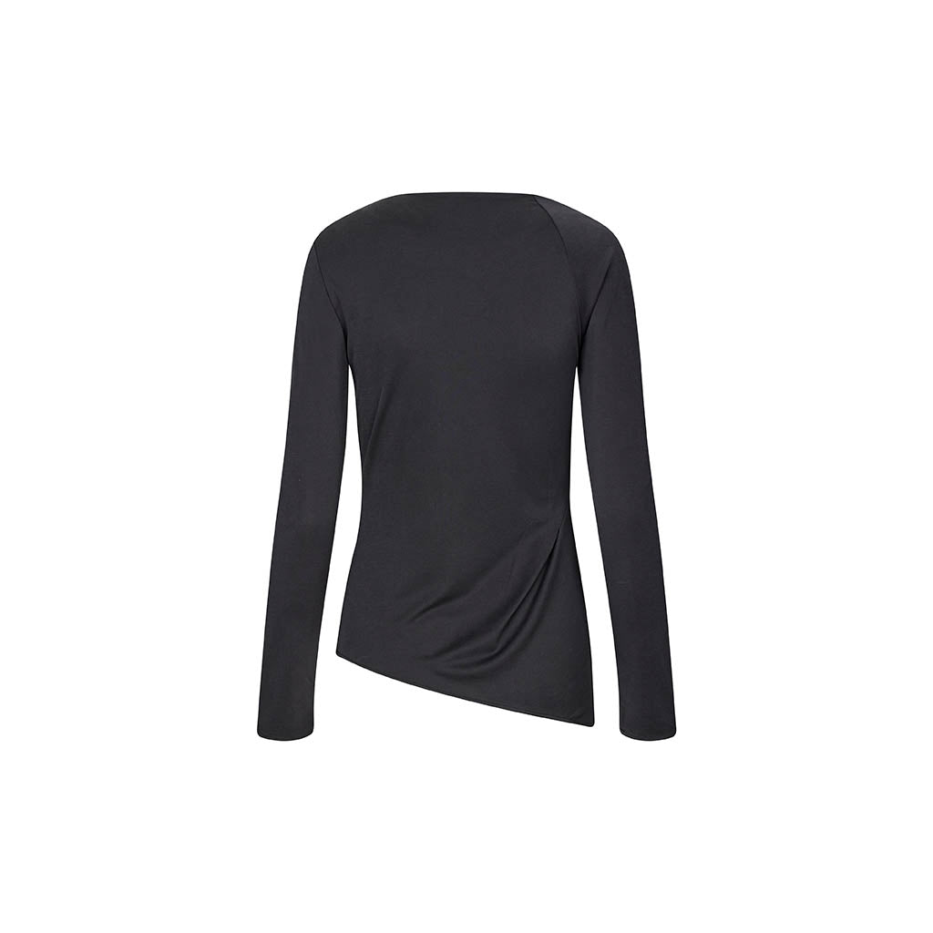 Long Sleeve Top With Fixed Buckle - Jet Black