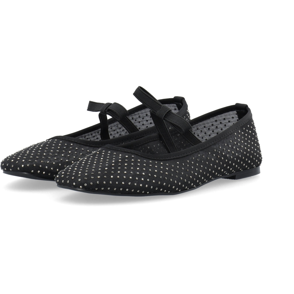 Rhinestone Bow Ballerina - Black