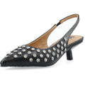 Biakristin Kitten Heel Slingback Rhinestone - Svart