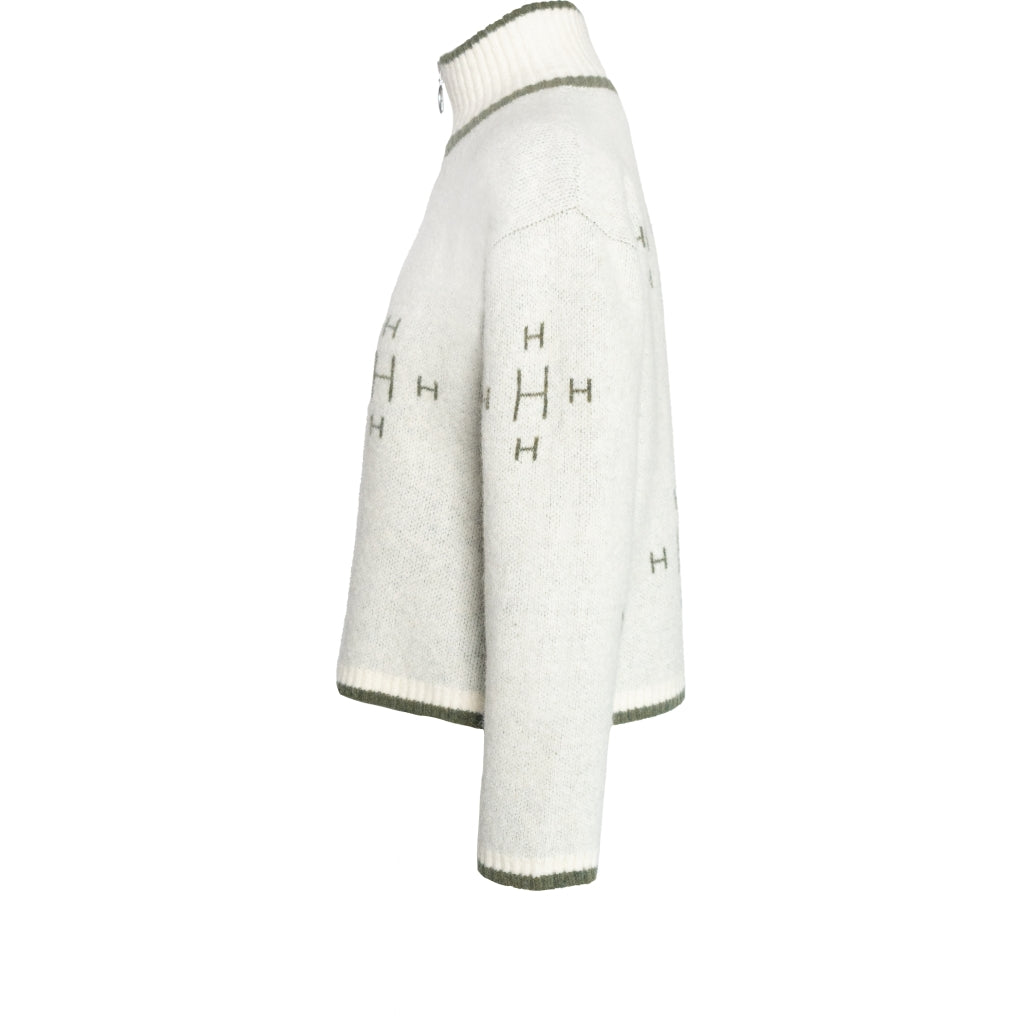 Iben Zip Jacket - White Alyssum/Green