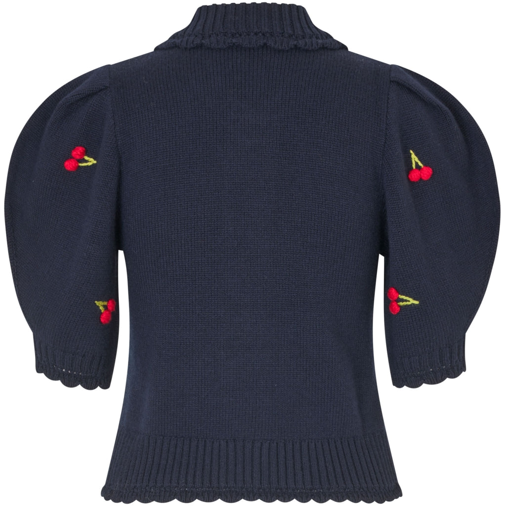 Bobble Knit Polo Cardigan - Cherries Bobble
