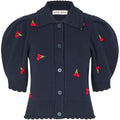 Bobble Knit Polo Cardigan - Cherries Bobble