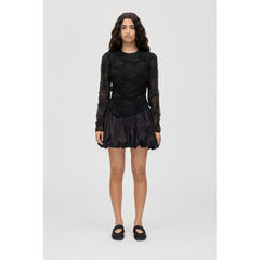Balloon Long Sleeve Short Dress - Smocked Flowers