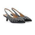 Biakristin Kitten Heel Slingback Rhinestone - Svart