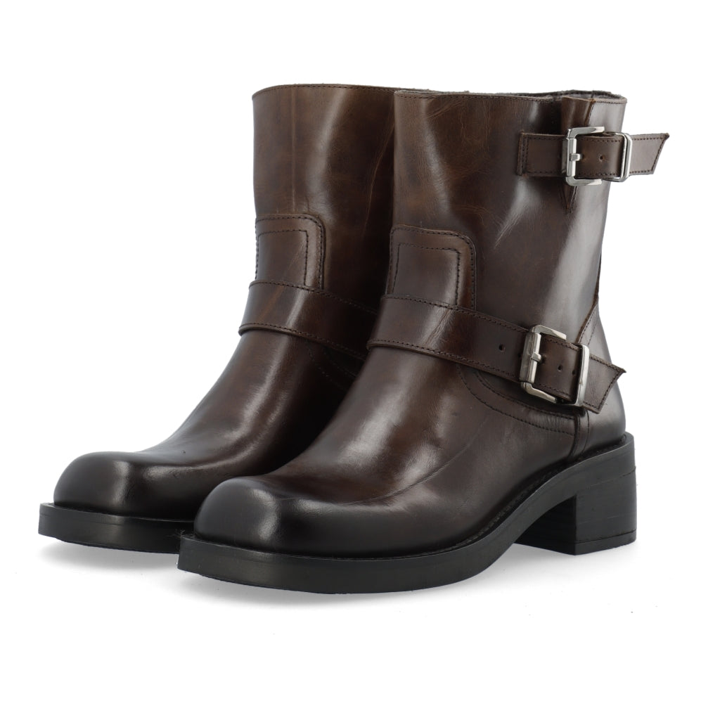 Bianco Biaharper Mid Calf Biker Boot - Chestnut