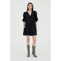 Puffy Sleeves Mini Dress - Jet Black