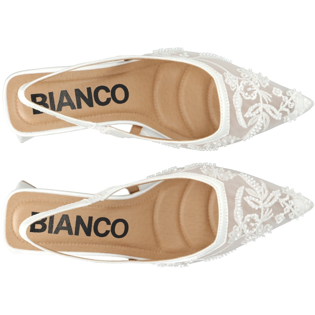 Biamaralyn Slingback Beaded Mesh - Off White