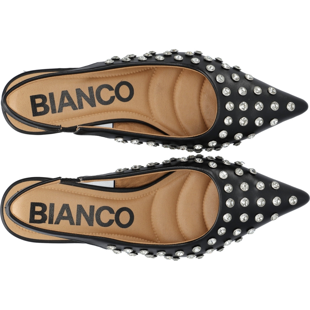 Biakristin Kitten Heel Slingback Rhinestone - Svart