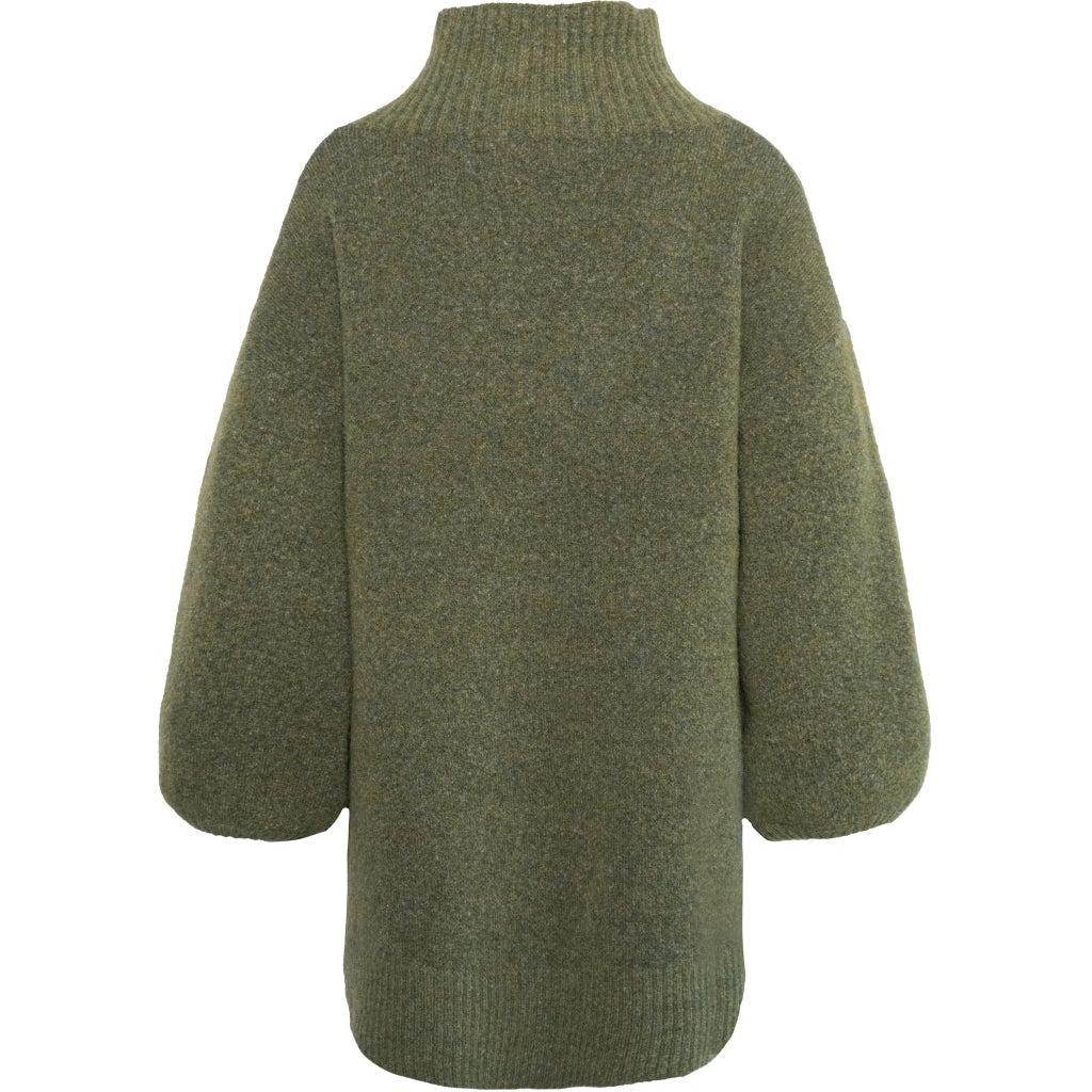 Fam Patch Long Sweater - Winter Moss