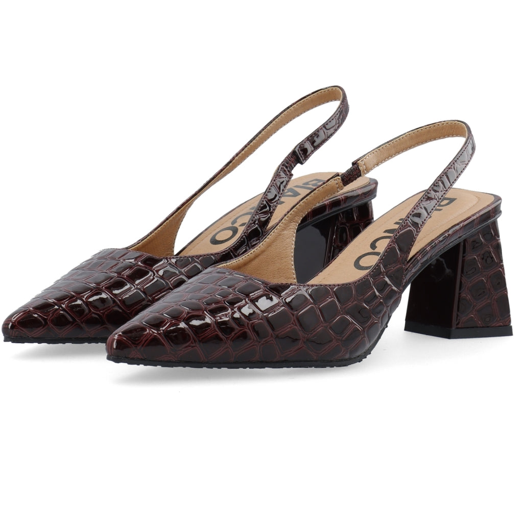 Biamaralyn Slingback Croco Patent - Burgundy Croco Patent