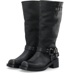 Biaharper Biker Boot Pull Up Leather - Jet Black