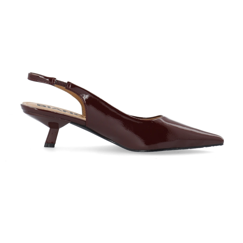 Biakristin Kitten Heel Slingback Patent - Burgundy