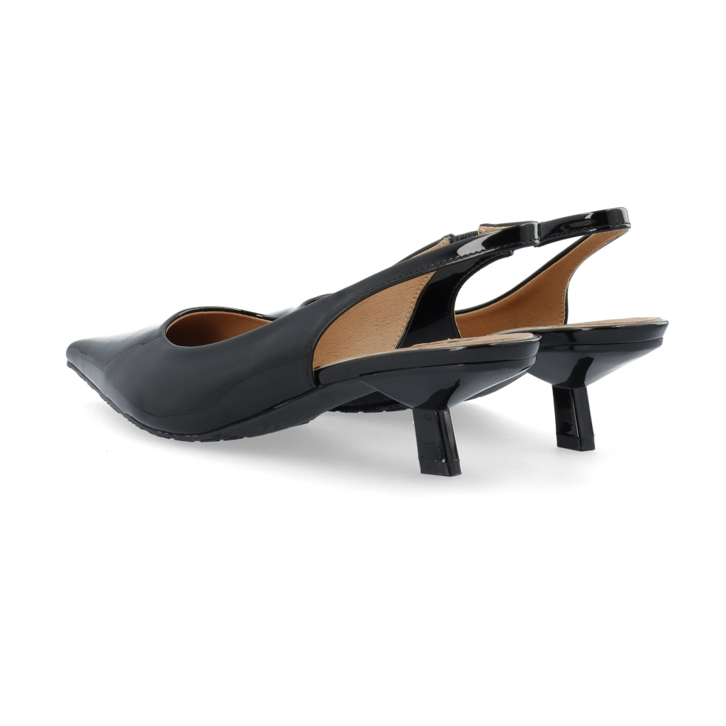 Biakristin Kitten Heel Slingback Patent - Svart