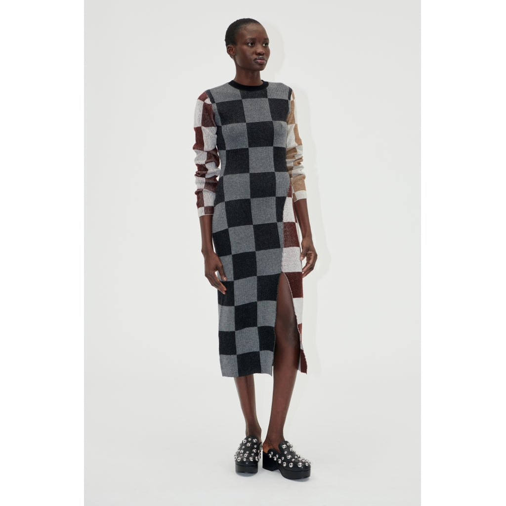 Midi Fitted Dress - Chocolate Combo