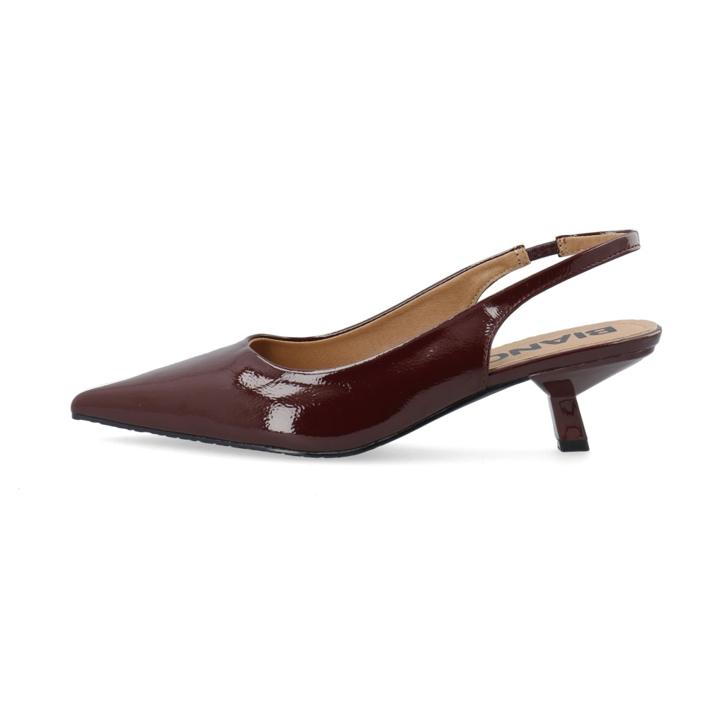 Biakristin Kitten Heel Slingback Patent - Burgundy