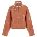 Iben Zip Jacket - Leather Brown With White