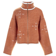 Iben Zip Jacket - Leather Brown With White