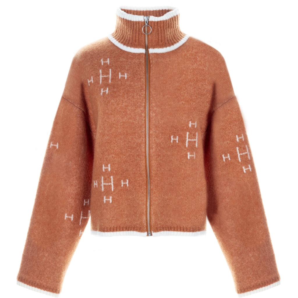 Iben Zip Jacket - Leather Brown With White