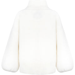Fam Patch Short Sweater - White Alyssum