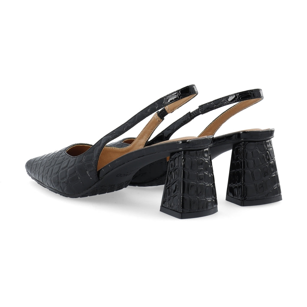 Biamaralyn Slingback Croco Patent - Black Croco Patent